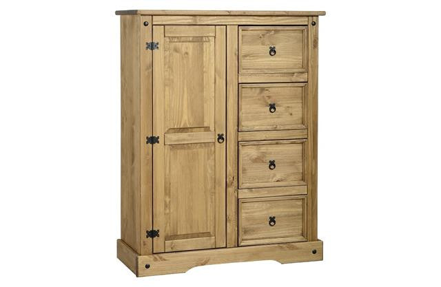 Corona Pine 1 Door 4 Chestss Low Wardrobe