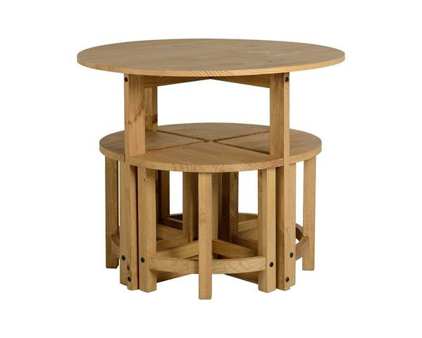 Corona Pine Stowaway Dining Set With 4 Stools