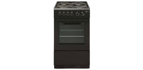 Flavel Black 50cm Electric Cooker With Solid Plate Hob