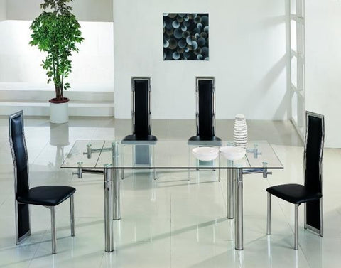 Java Large Glass Extendable Dining Tables With 6 Chairs