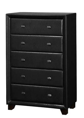 Brooklyn 5 Chestss Faux Leather Chests Of Chestsss (Black)