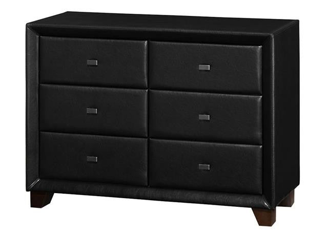 Brooklyn 6 Chestss Faux Leather Dressing Tables (Black)