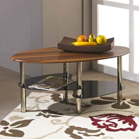 Cara Wooden Top Coffee Tables With Chrome Legs
