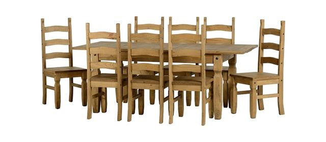 Corona Pine Extendable Dining Set With 8 Chairs