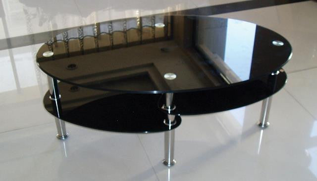 Cara Black Glass Coffee Tables With Chrome Legs