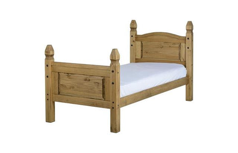 Corona Pine Wooden Bed With High Foot End (slats and fixtures included)