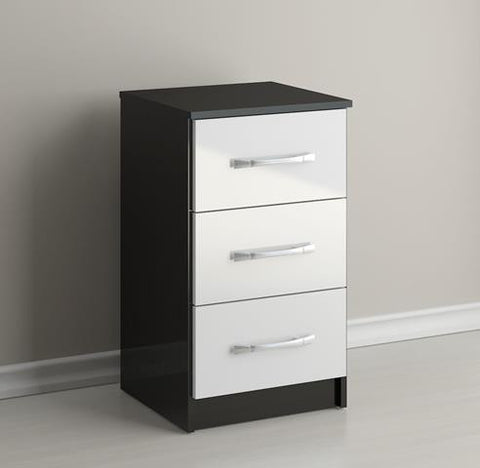 Lynx 3 Chestss Bedside Cabinet (Black & White)