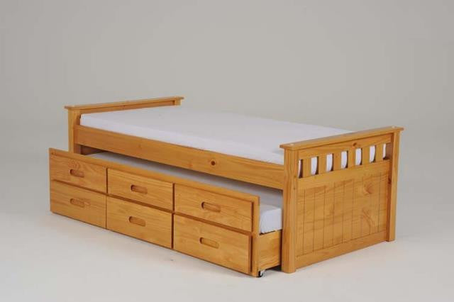 Captain Pine Single Bed With Pull Out Guest Bed