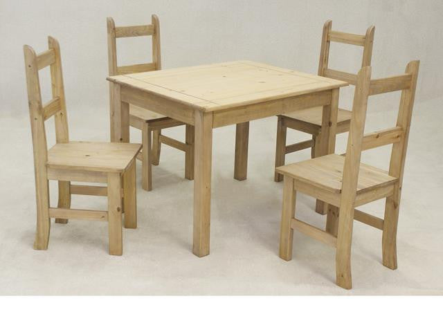Coba Solid Pine Dining Set With 4 Chairs