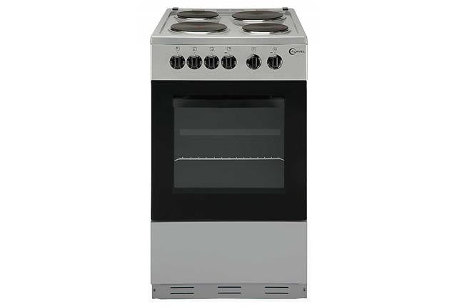 Flavel Silver 50cm Electric Cooker With Solid Plate Hob