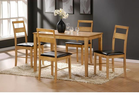 Oak Veneer Dining Set With 4 Chairs