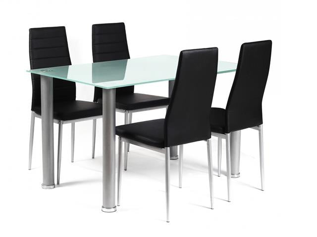 Tatum Glass Tables Dining Set With 4 Chairs